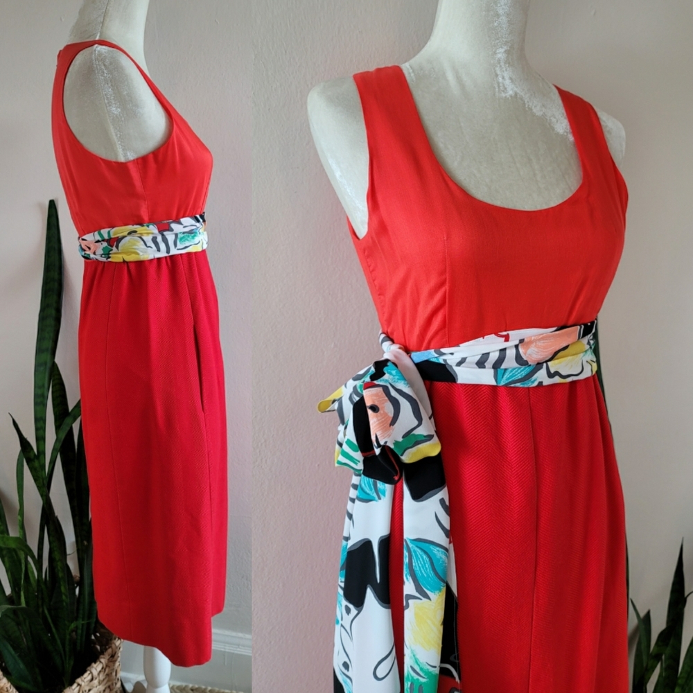 VTG 60s Mod Tangerine Disco Ball Dress - Picture 9 of 16
